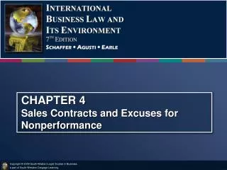 CHAPTER 4 Sales Contracts and Excuses for Nonperformance