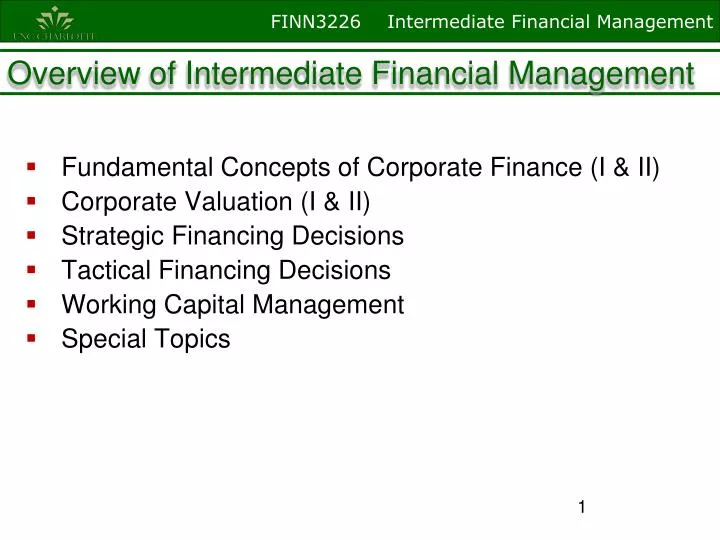 overview of intermediate financial management