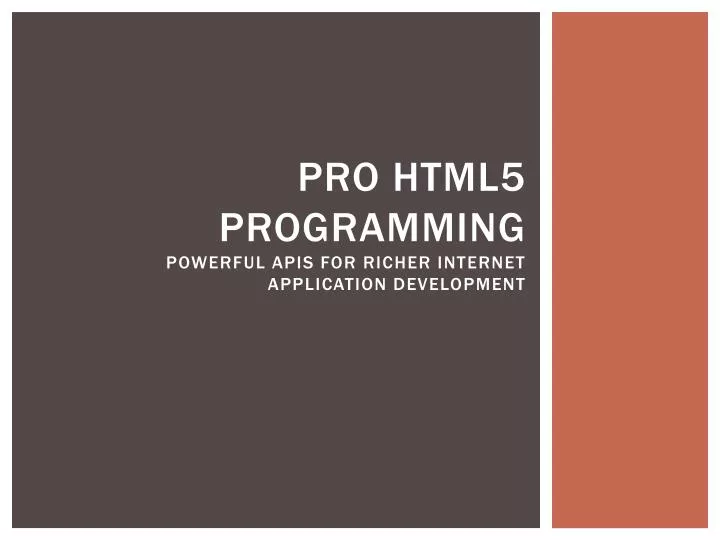 pro html5 programming powerful apis for richer internet application development