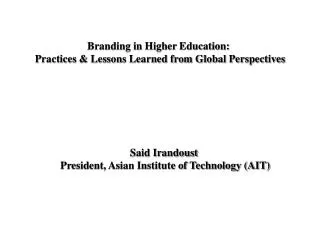 Branding in Higher Education: Practices &amp; Lessons Learned from Global Perspectives