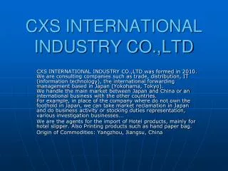 CXS INTERNATIONAL INDUSTRY CO.,LTD