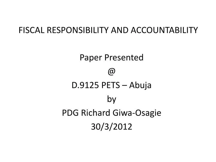 fiscal responsibility and accountability