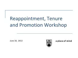 Reappointment, Tenure and Promotion Workshop