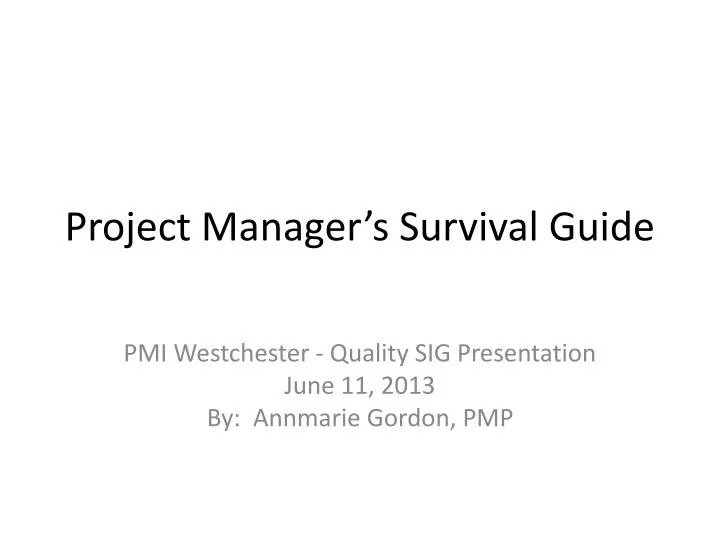 project manager s survival guide