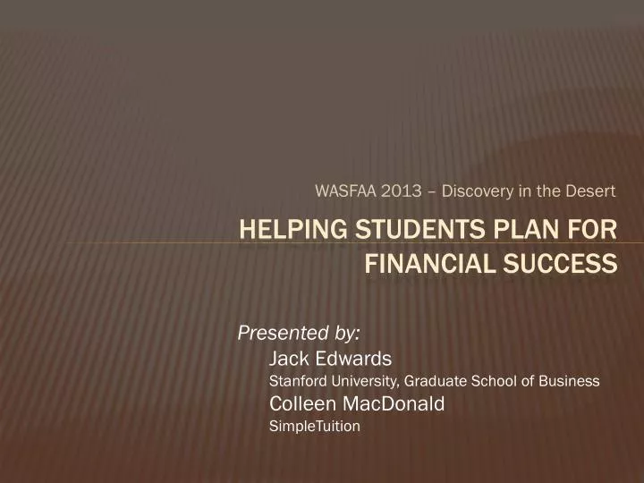 helping students plan for financial success