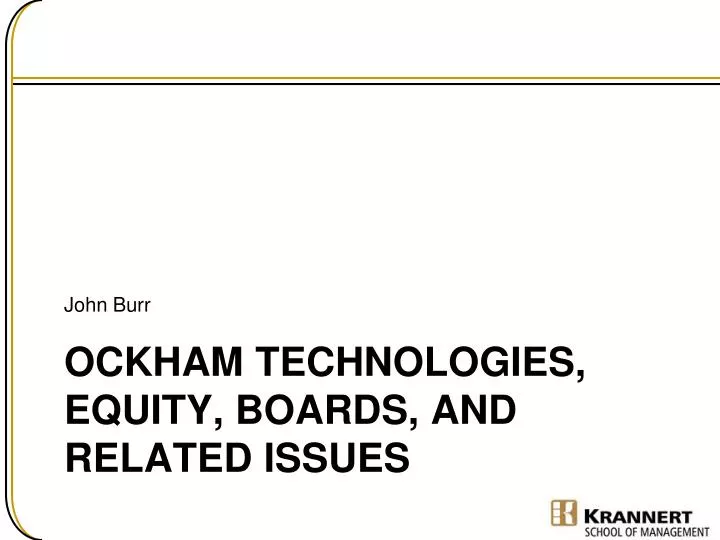 ockham technologies equity boards and related issues