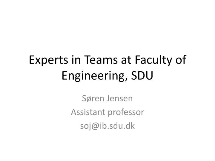 experts in teams at faculty of engineering sdu
