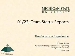 01/22: Team Status Reports