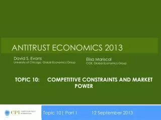 Topic 10:	COMPETITIVE CONSTRAINTS AND MARKET POWER