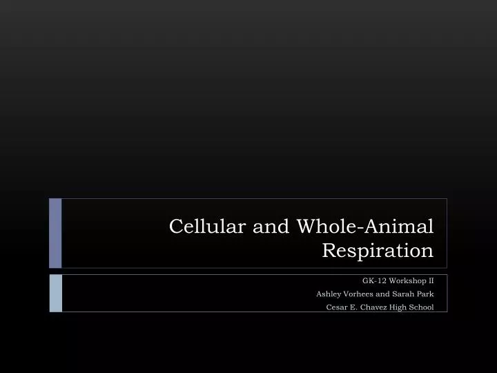 cellular and whole animal respiration