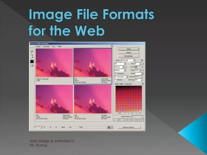 image file formats for the web