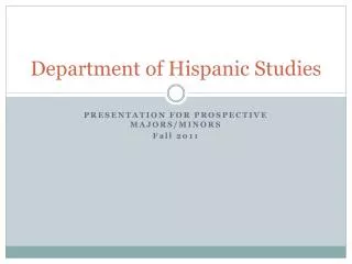 Department of Hispanic Studies
