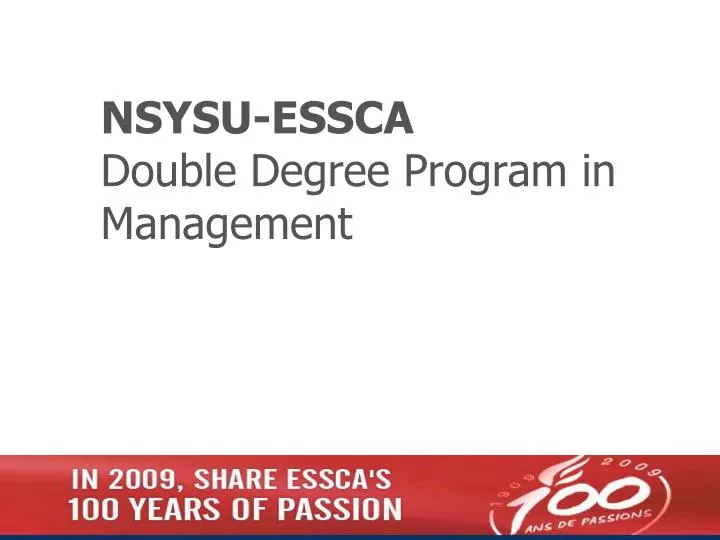nsysu essca double degree program in management