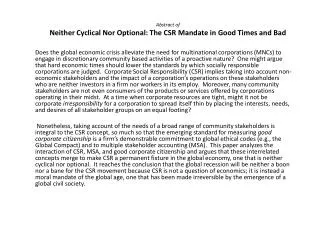 Abstract of Neither Cyclical Nor Optional: The CSR Mandate in Good Times and Bad