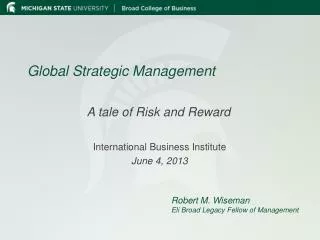 Global Strategic Management