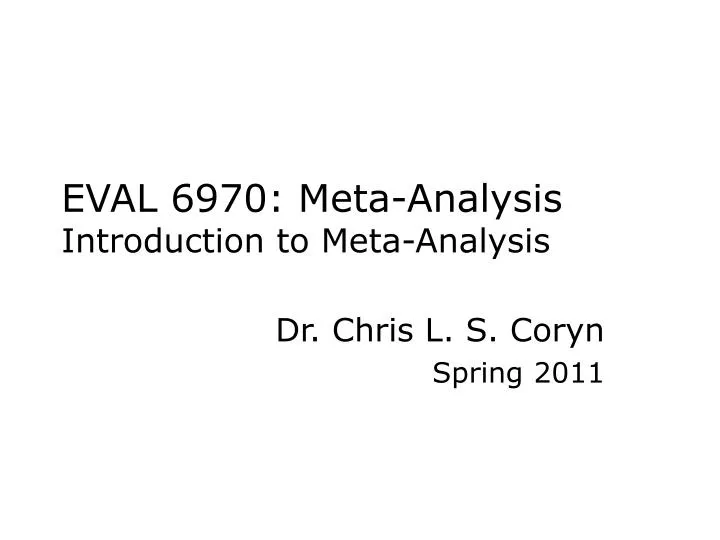 eval 6970 meta analysis introduction to meta analysis