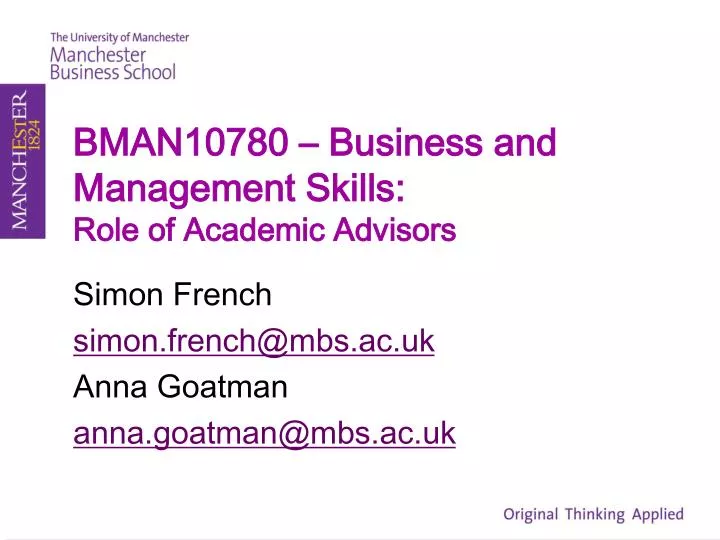 bman10780 business and management skills role of academic advisors