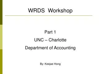 WRDS Workshop