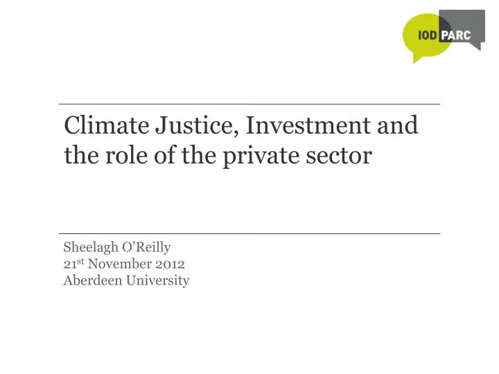 climate justice investment and the role of the private sector