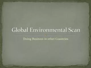 Global Environmental Scan