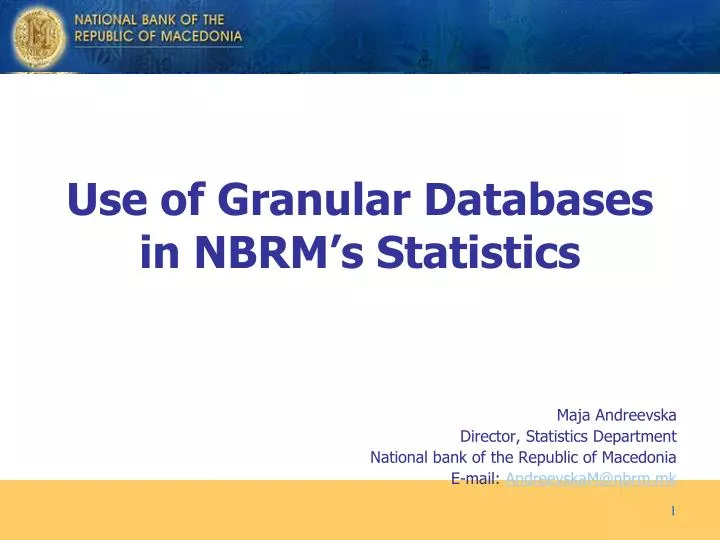 use of granular databases in nbrm s statistics