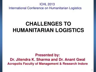 ICHL 2013 International Conference on Humanitarian Logistics