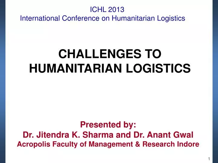 ichl 2013 international conference on humanitarian logistics