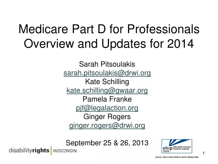 medicare part d for professionals overview and updates for 2014