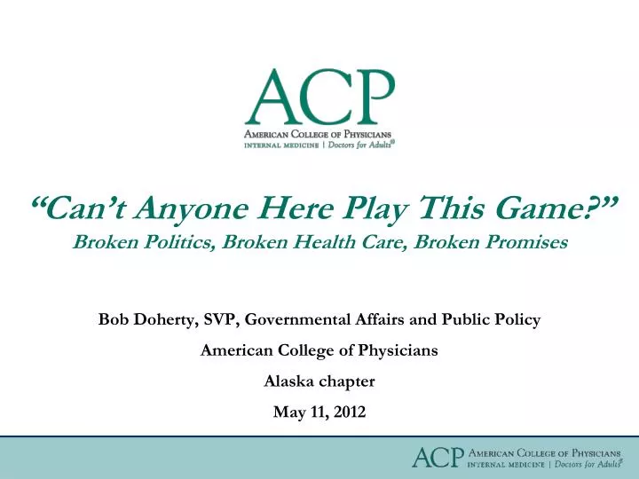 can t anyone here play this game broken politics broken health care broken promises