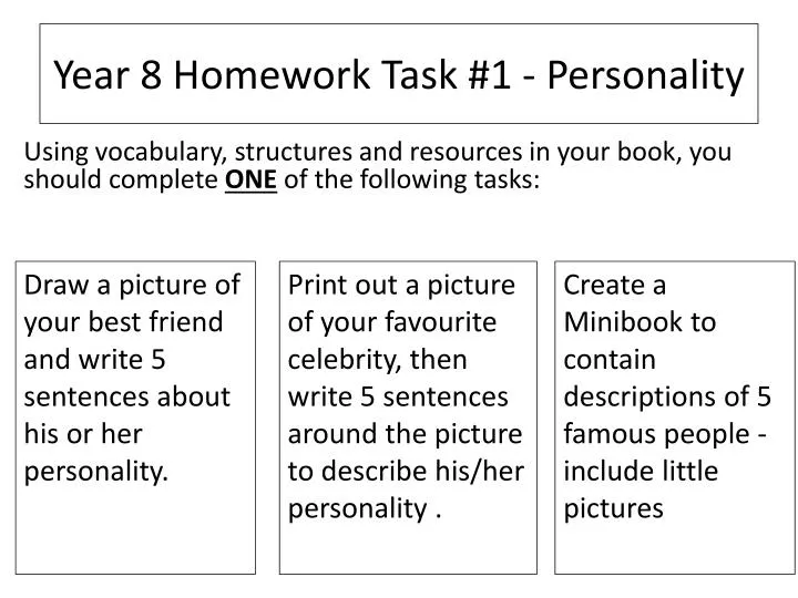 year 8 homework task 1 personality