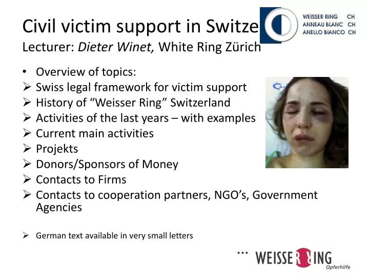 civil victim support in switzerland lecturer dieter winet white ring z rich
