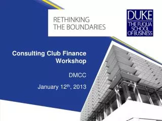 Consulting Club Finance Workshop