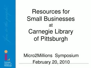 Resources for Small Businesses at Carnegie Library of Pittsburgh