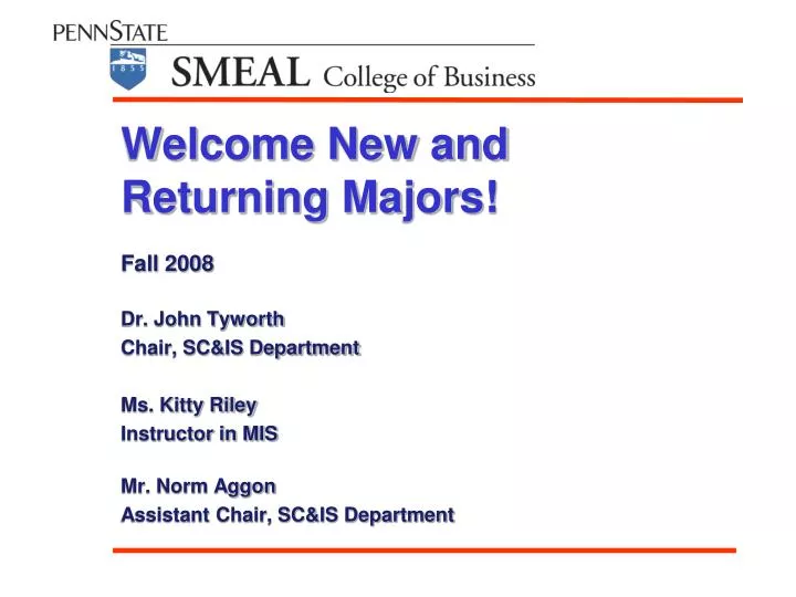 welcome new and returning majors