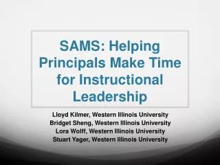 SAMS: Helping Principals Make Time for Instructional Leadership