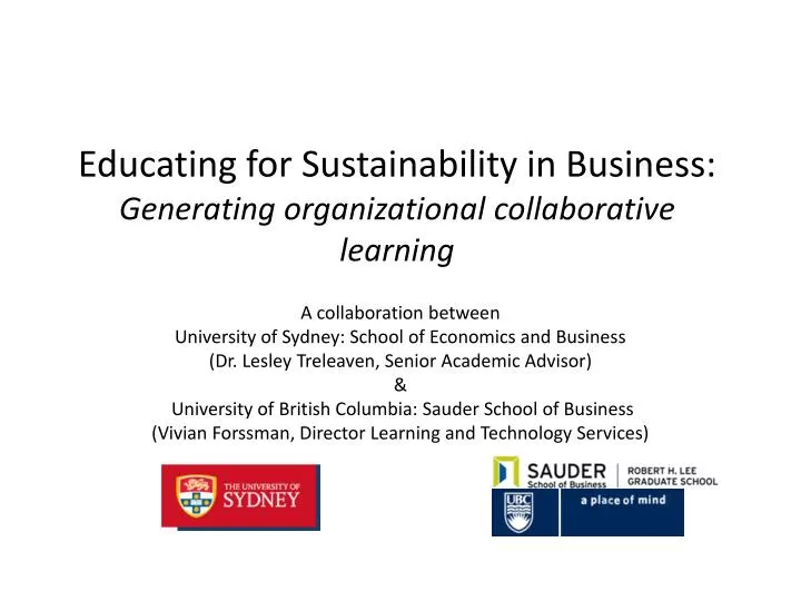 educating for sustainability in business generating organizational collaborative learning
