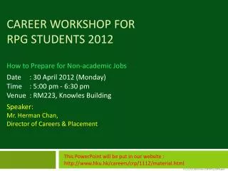 Career Workshop for RPg students 2012
