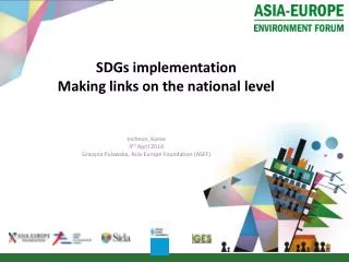 SDGs implementation Making links on the national level