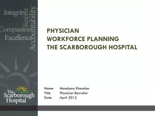 Physician Workforce Planning The Scarborough Hospital