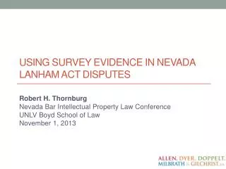 USING SURVEY EVIDENCE IN NEVADA LANHAM ACT DISPUTES