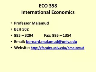 ECO 358 International Economics