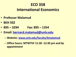 ECO 358 International Economics