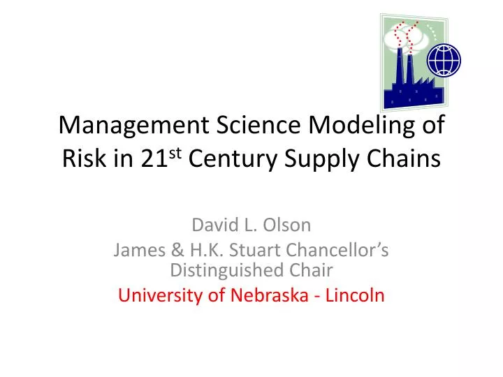 management science modeling of risk in 21 st century supply chains