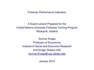 Fisheries Performance Indicators