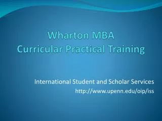 Wharton MBA Curricular Practical Training