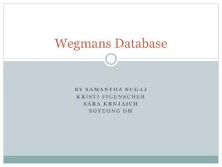 Wegmans Database