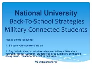 National University Back-To-School Strategies Military-Connected Students