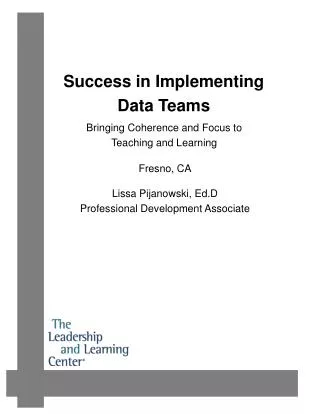 Success in Implementing Data Teams