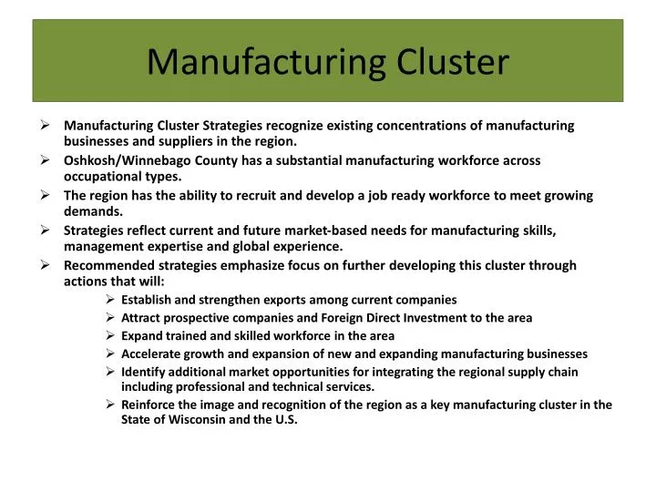 manufacturing cluster