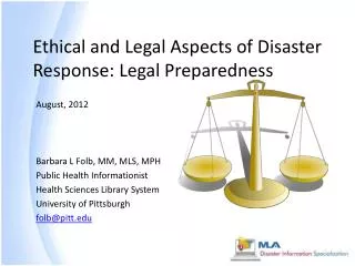 Ethical and Legal Aspects of Disaster Response: Legal Preparedness